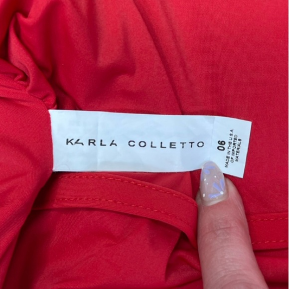 Karla Colletto Red Off Shoulder One Piece Swimsuit – Size 6 | Designer Swimwear - Picture 12 of 15
